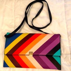 Brand new. Never used. Cross body. Detachable strap.